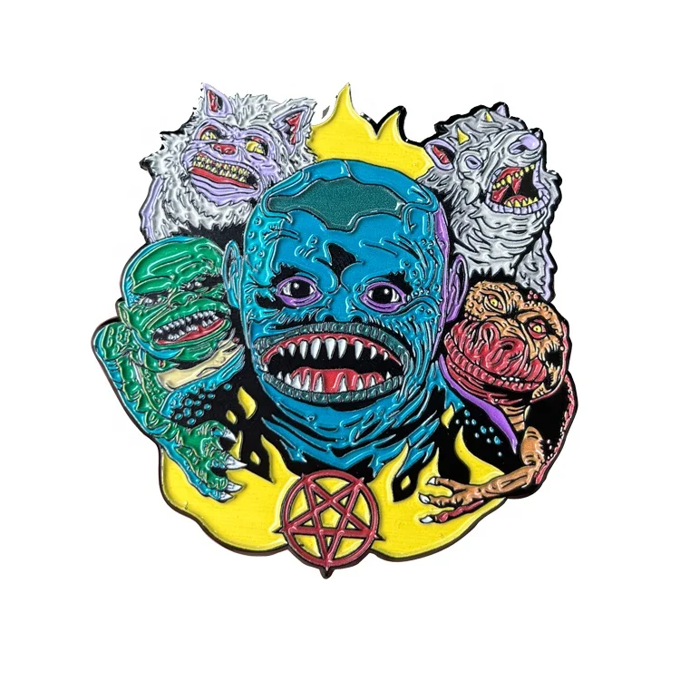 Colorful Customized Metal Enamel Pin Badge Big Size Horrible Movie Rubber Clutches Soft Enamel Lapel Pin