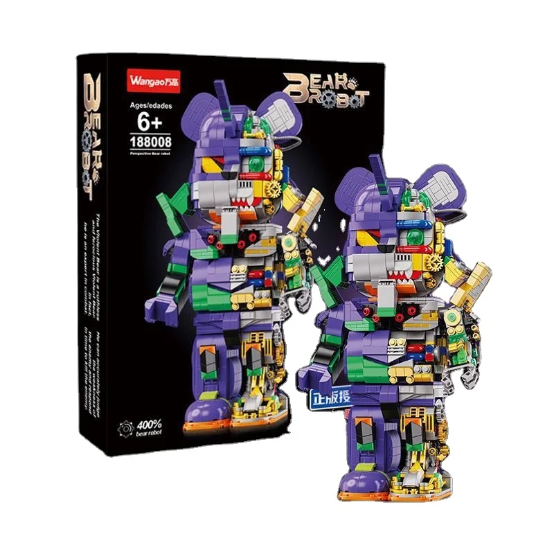 Educational Toy Building Block Assembly Steam punk Mechanical Violence Bear Figure Action Small Particles Plastic DIY Bear Robot