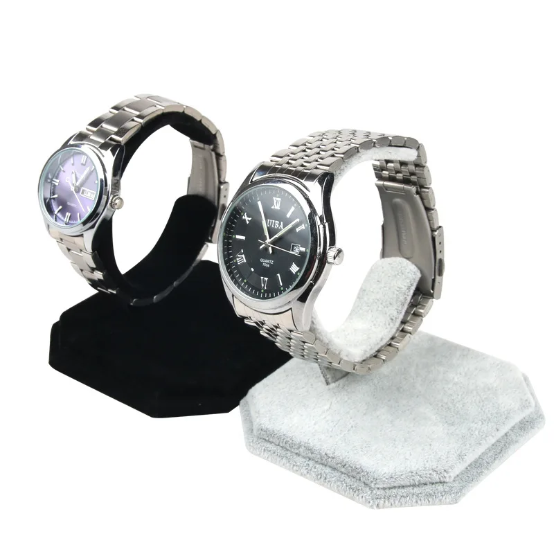 Popular Holder Display Cuff Black Gray Fabric Velvet Exhibition Fair Watch Holder Display Stand