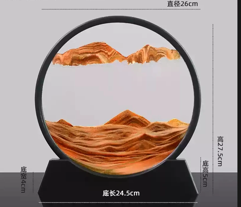 2024 Hot Sale Flowing Painting Liquid Sand Art 3d Moving Sand Art Moving Sand Picture With Spinning Base Glass Crafts