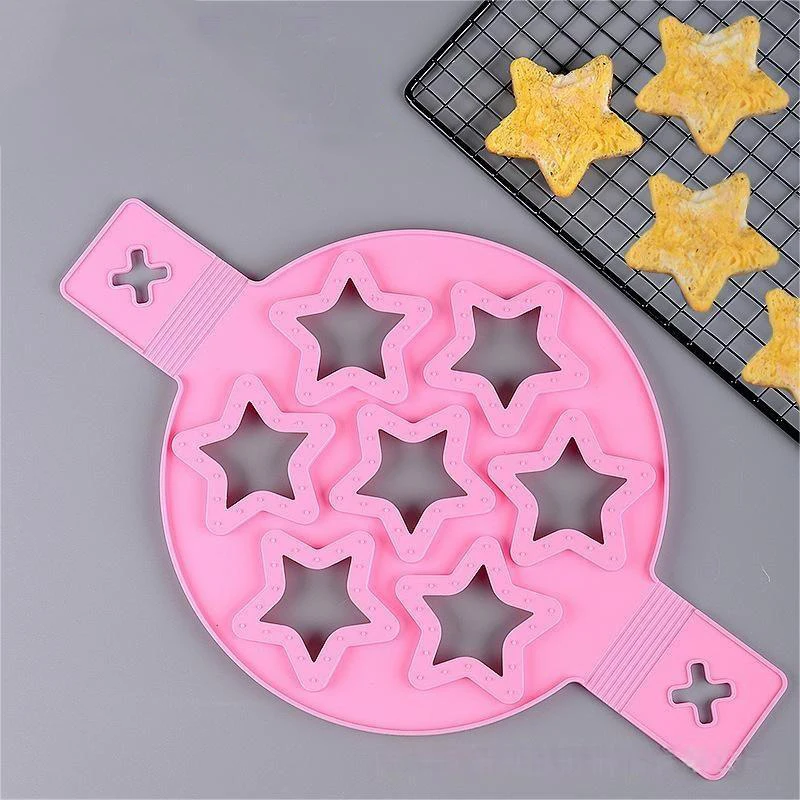 Food Grade Silicone Omelet and Pancake Mold Heart-Shaped Star Seven-Hole Design Porous Baking Tool for Omelets and Pancakes