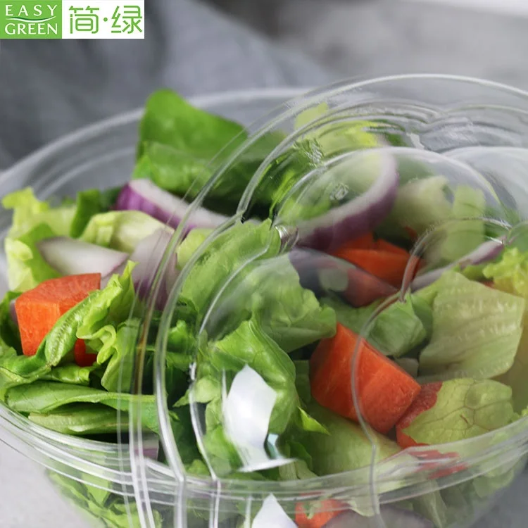 32oz salad to-go containers clear plastic disposable salad bowls with lids standard size