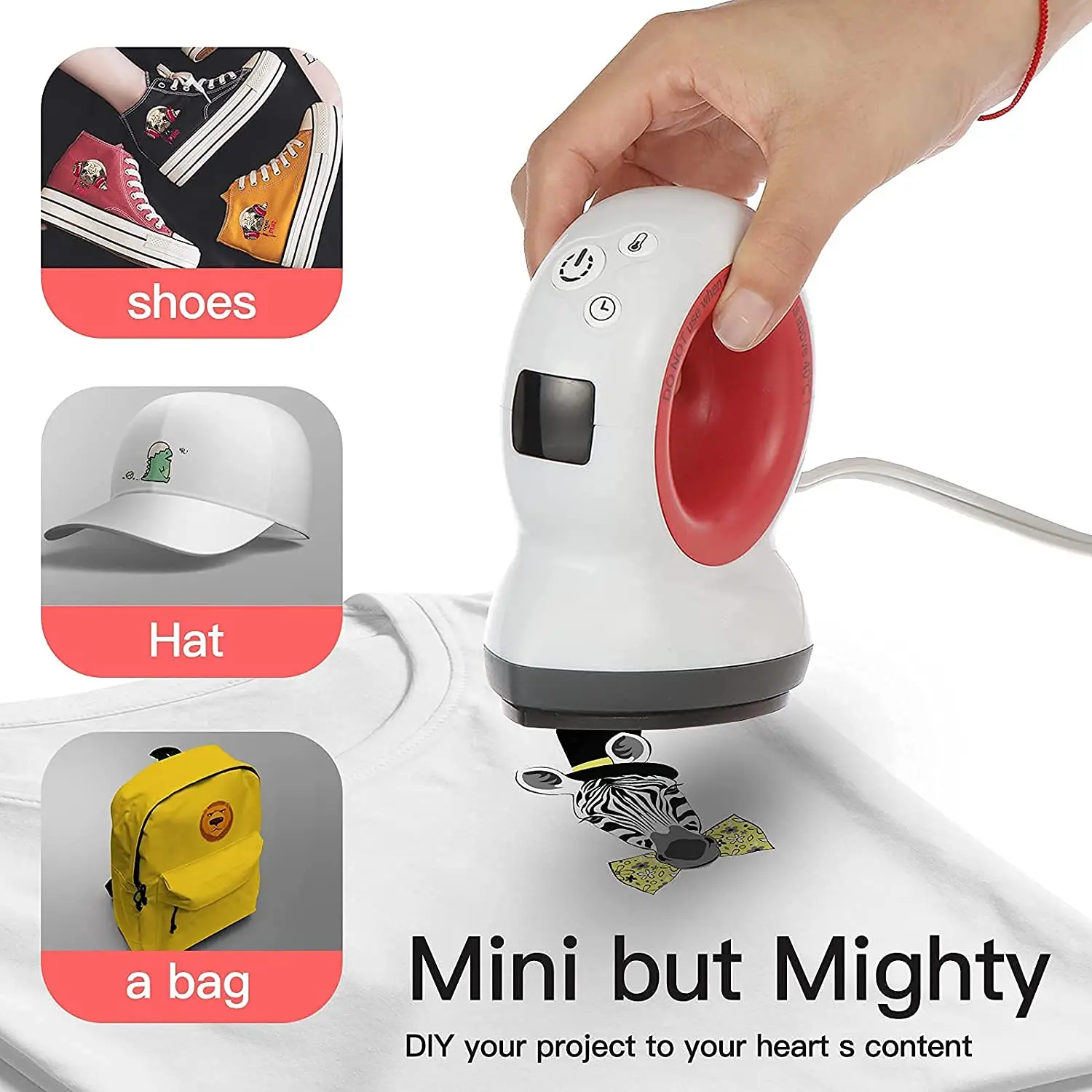 Tensoa Mini Heat Press Machine Small Heating Transfer Press for HTV Iron-on Vinyl Projects T-Shirts Shoes Hat