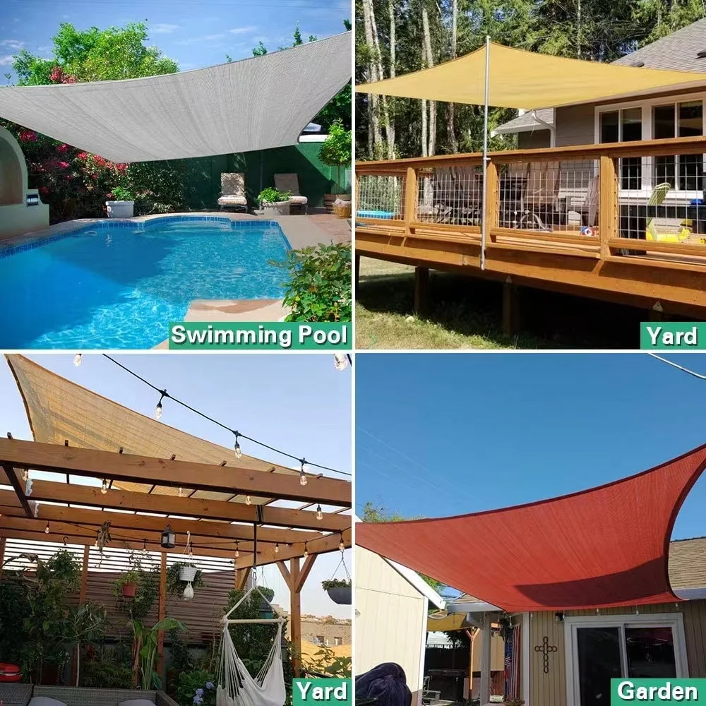 Custom Made HDPE Rectangular Sun Shade Sail Outdoor Multi-Color Awnings for Garden Canopy Yard Swimming Pool