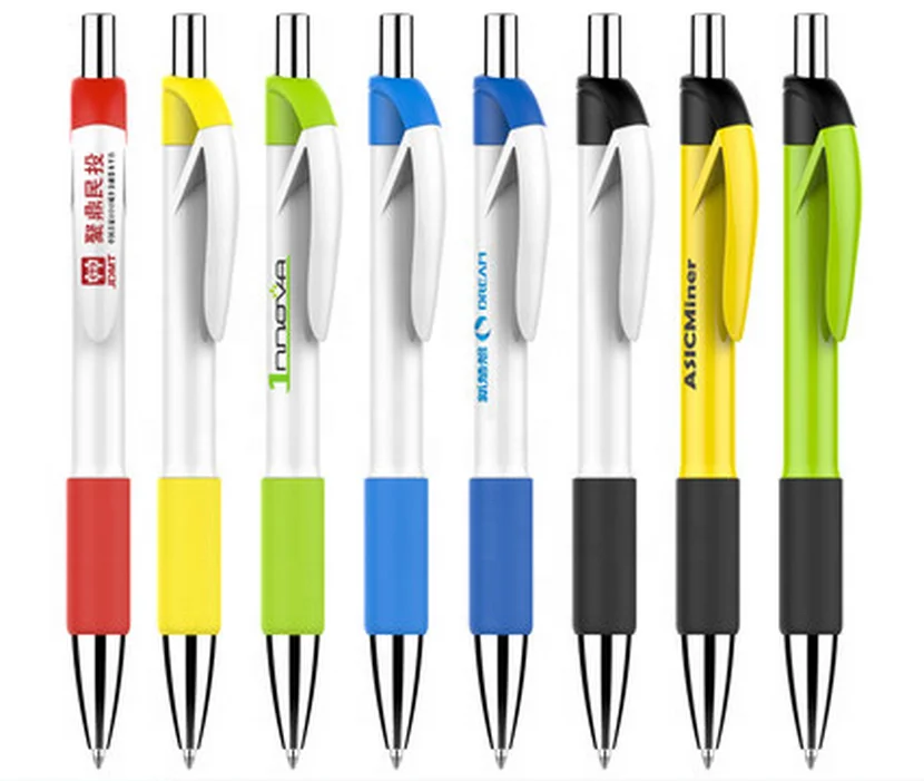 cheap promotional ball point pen gifts Customized Logo better quality plastic Grip Click Balpen ballpoint writing pens
