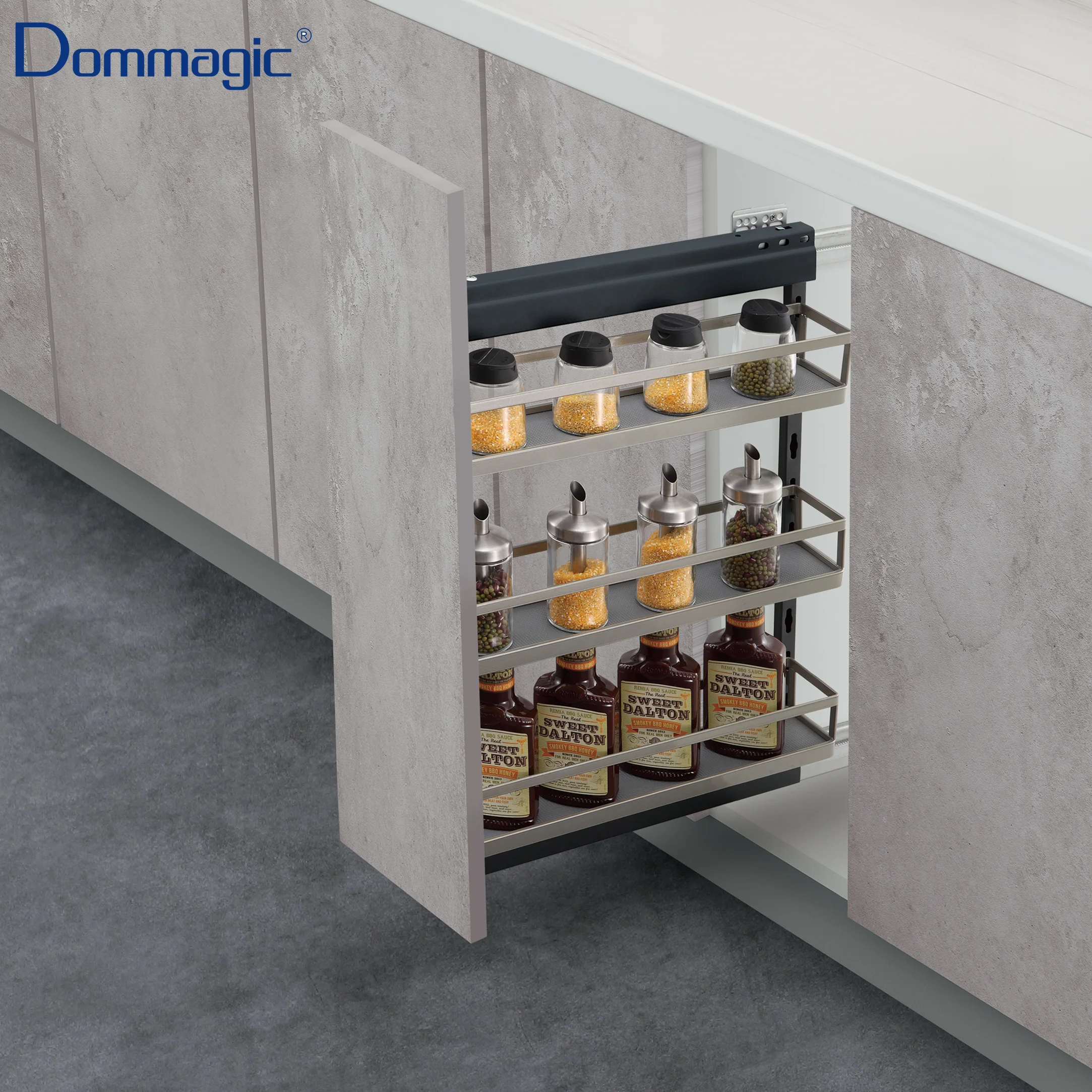 Кухонный шкаф с мягкой крышкой из МДФ, боковая выдвижная корзина