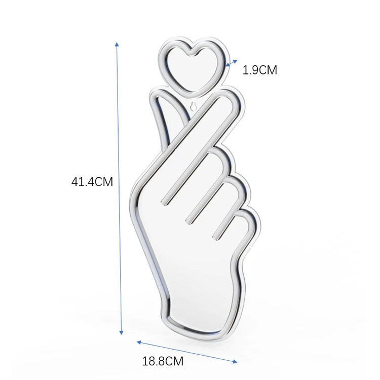 Factory wall-mounted finger heart shop store school bar neon signs led neon lights with PS board