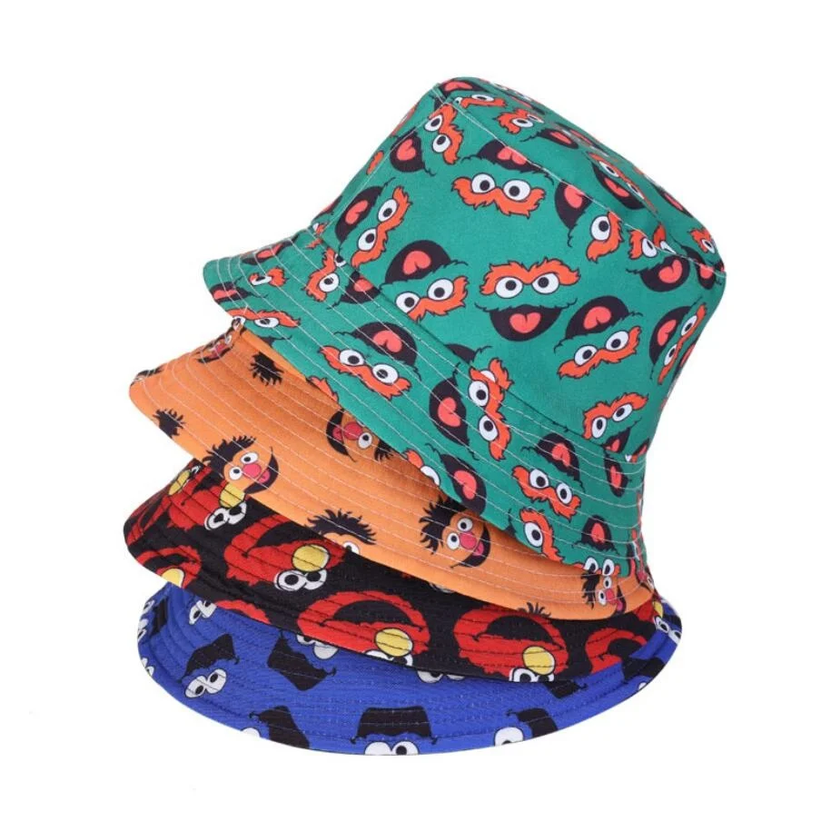 RTS Wholesale/Can be mixed color 2021 New Style Reversible Cartoon Printed Fishing Bucket Hat