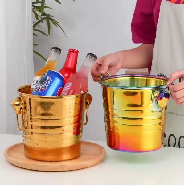 Home & Garden Kitchen & Tabletop Bar & Wine Buckets Beverage Tubs round & Oval Metal & Copper Bottle Coolers for Party Champagne