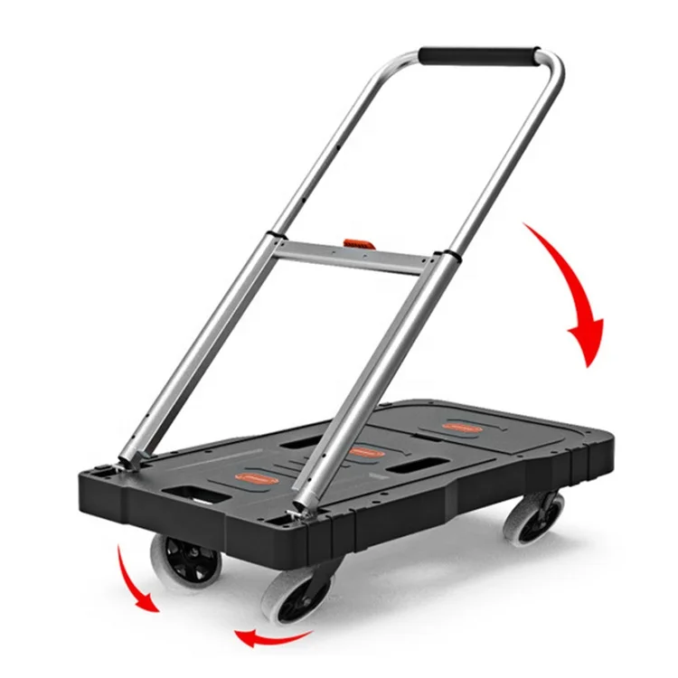 330lbs Multi-purpose design plastic Platform hand Truck four wheel can foldable home use Hand cart 150kg easy taken store Flatbe