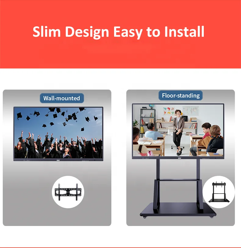 Portable 55 65 75 86 98 110 inch interactive flat panel display electronic interactive board smart whiteboard