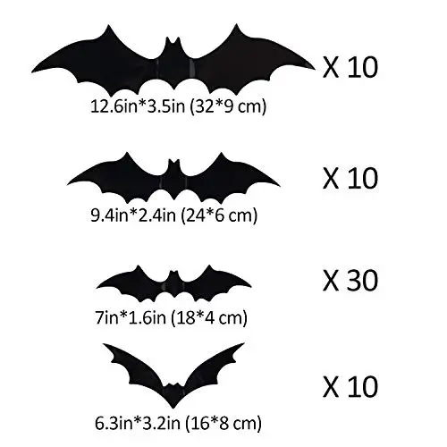 Halloween Party Decor with 60 Pieces Bat Sticker Halloween Sticker for Scary Halloween Decorations,Party Decorations,Kids Party