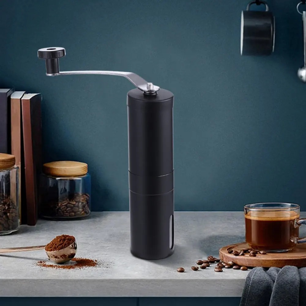 Stainless Steel Conical Burr Coffee Grinder Manual With Adjustable Setting Double Bearing Espresso Grinder