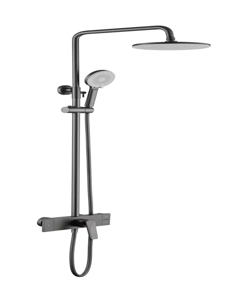 Top Quality Brass Thermostatic Shower Column With Rainfall Shower Head And Hand Shower For Bathroom
