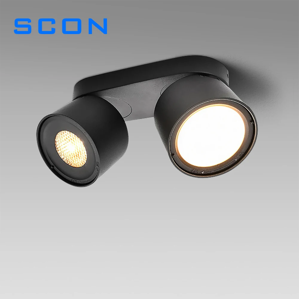 Scon Adjustable Ceiling Spotlight 14W Double Head Surface Mounted Downlight Nordic Spotlight Indoor Spotlight