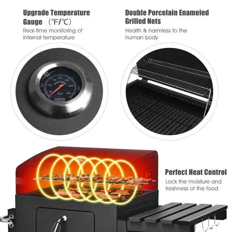 Hot Selling Trolley BBQ Grill Outdoor Charcoal BBQ Table Movable Barbecue Grill