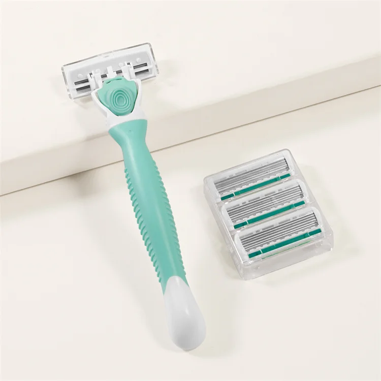 Wholesale Safety Ladies Beauty Tools Plastic Razor Body Hair Removal Shaving for Women with Three Replaceable Heads