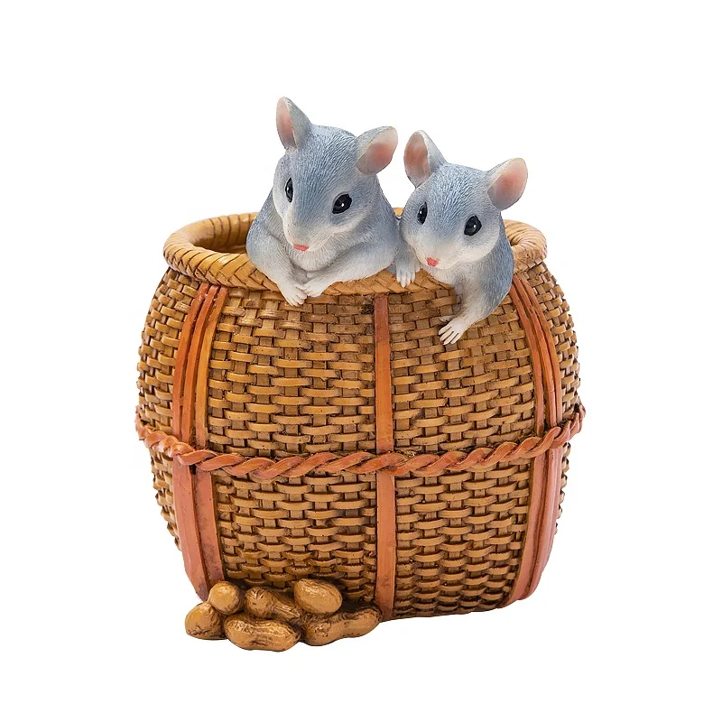 handmade crafts chinese style mouse statues office accessories pencil holder