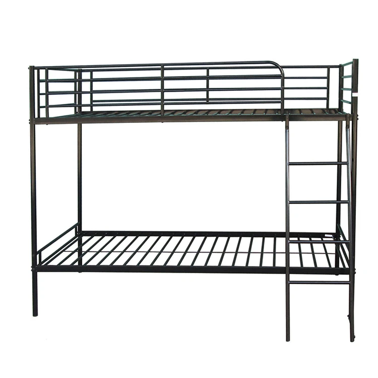 Wholesale strong detachable metal double bunk bed black single dormitory iron bed metal bed