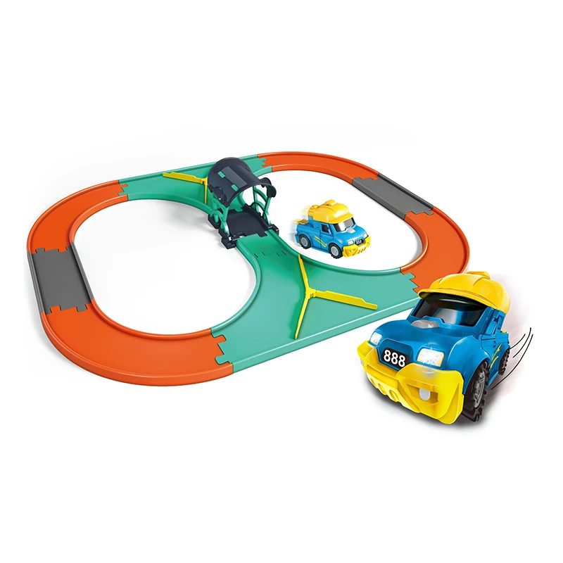 Electric Speed Racing Track Cars Toy Set Kids DIY Assembly Railway Train Play Games Blocks Tracks Car With Music And Lights