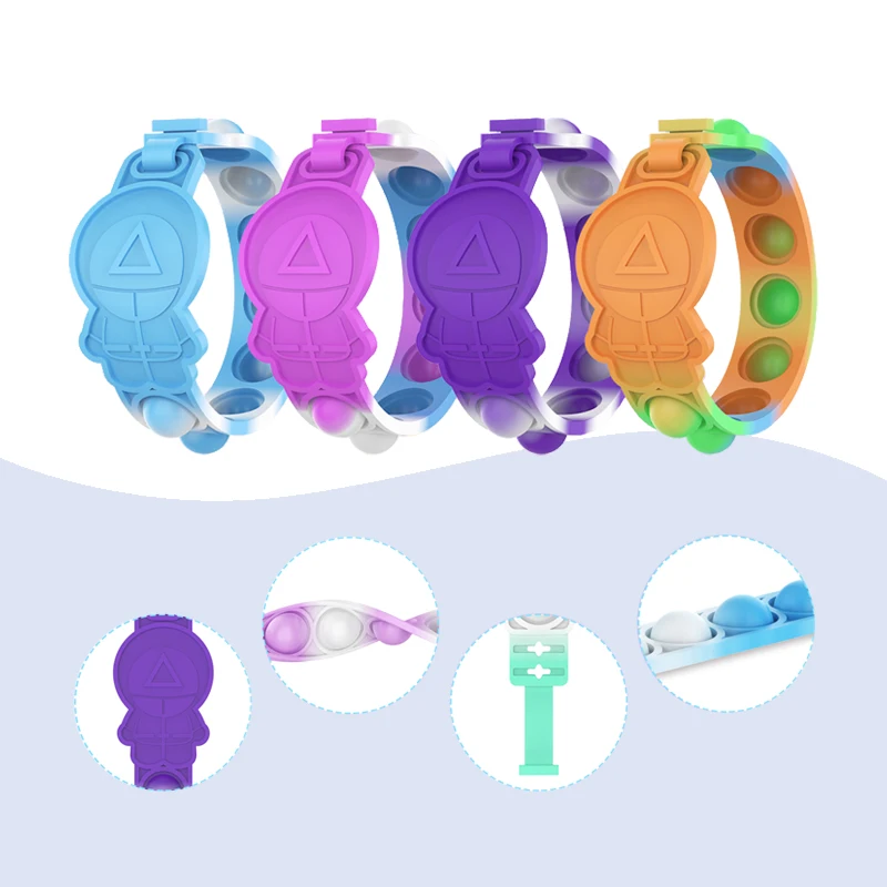 Adhd Adult Kids Relieve Anxiety Fidget Toy Watch Silicone Anti Stress Finger Squeeze Popper Push Bubble Sensory Fidget Bracelet