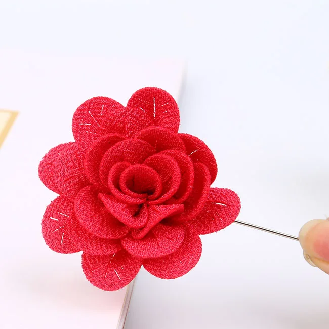 xiamen handmade flower webbing chiffon brooch pin