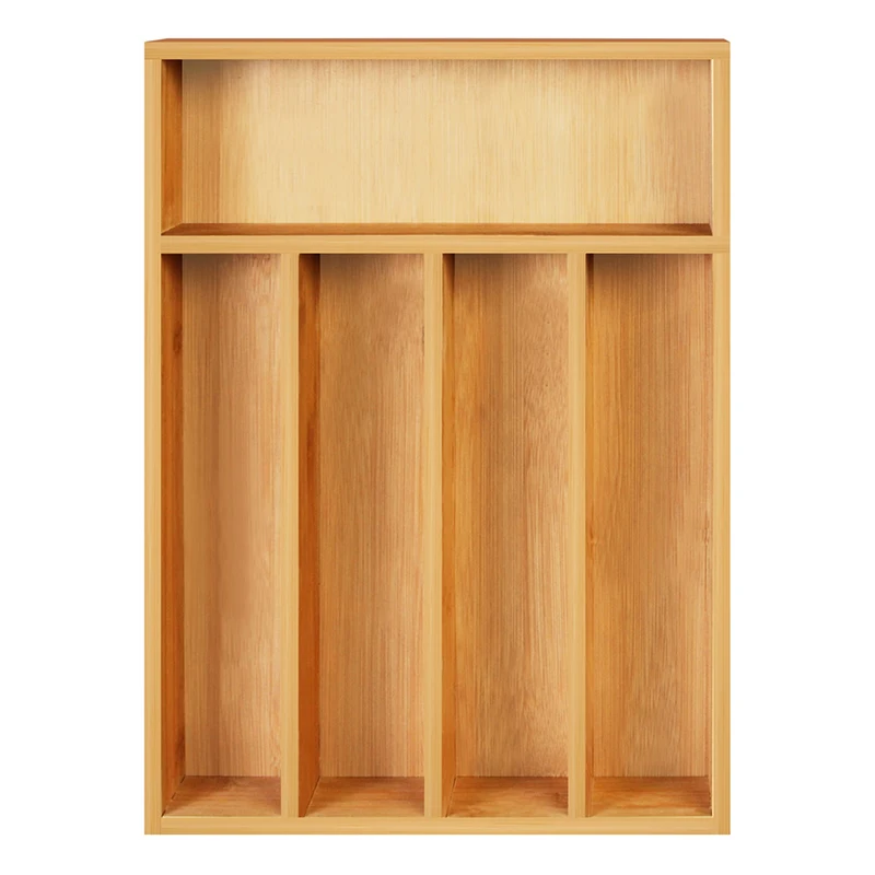 Hot Sales Kitchen Silverware Organizer 5 Compartment Bamboo Cutlery Tray for Drawer