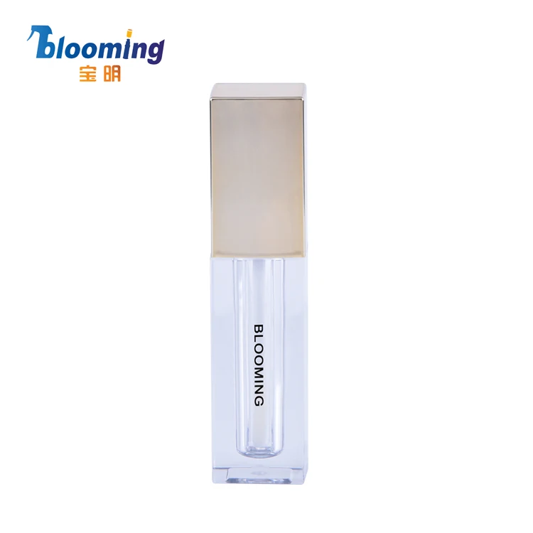 high quality new cute plastic empty lipgloss containers,transparent unique square custom lip gloss tubes with wands custom logo