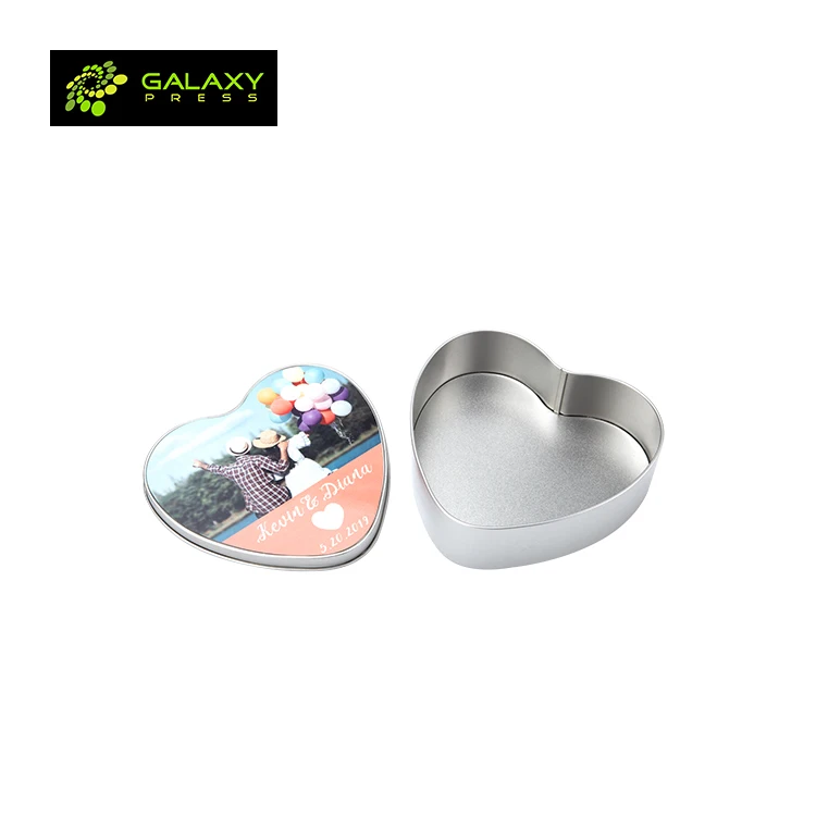 High Quality Metal Sublimation Tins Box Blanks of Heart Shape
