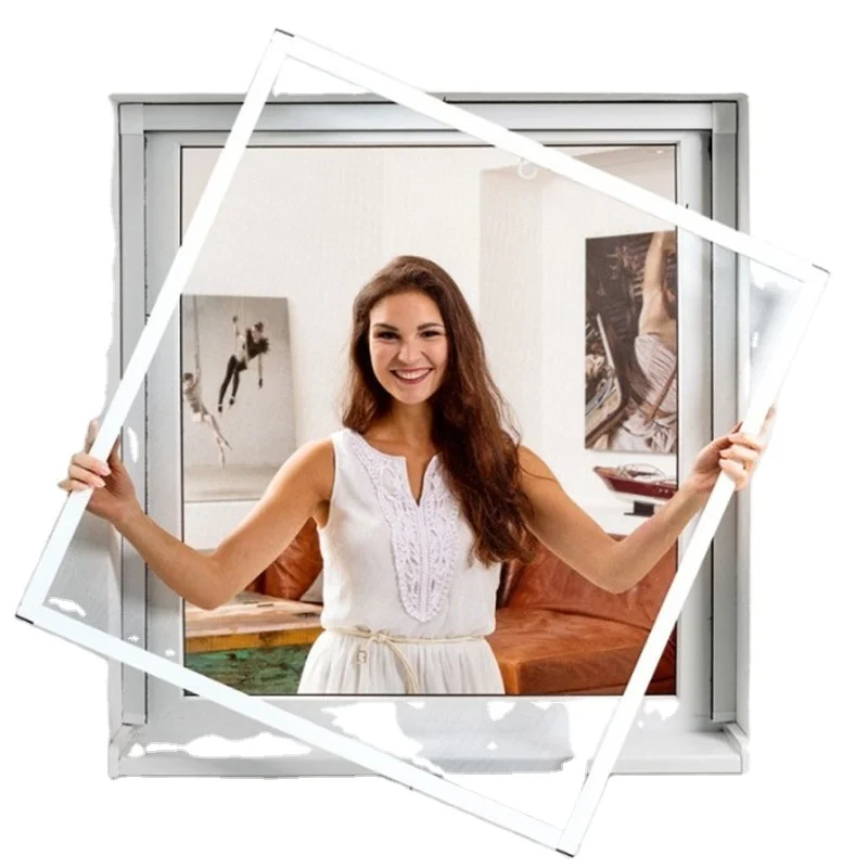 Custom Aluminum  Fiberglass Netting Single Hung Screen Window Zanzariera Aluminum Frame Screen Window