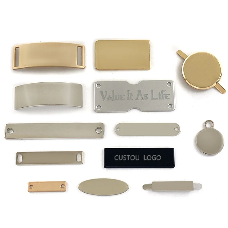 Garment Accessories Custom Square Letter Brand Metal Logo Name Tag Clothing Sewing Labels for Garment /Laser