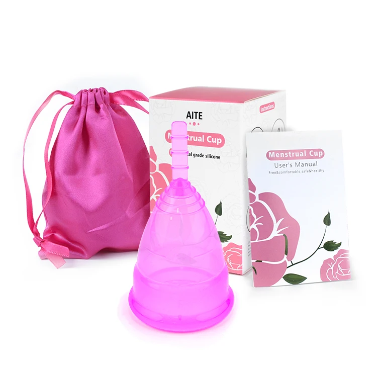 Wholesale Soft Foldable Reusable Lady period Reusable Vaginal Medical Grade Silicone Menstrual Cup  For Women with package