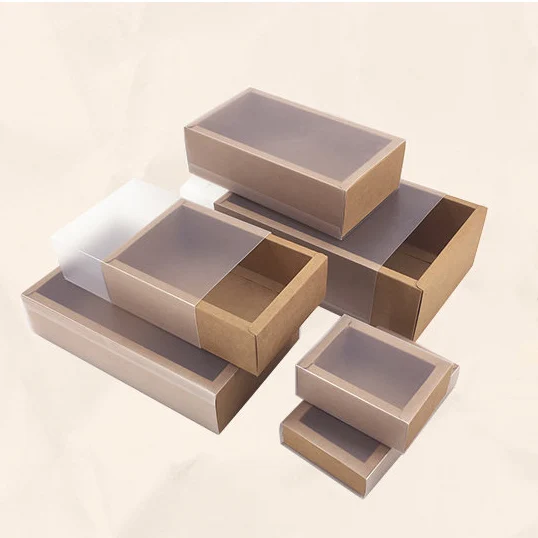 custom foldable box drawer transparent slide cover skincare packaging