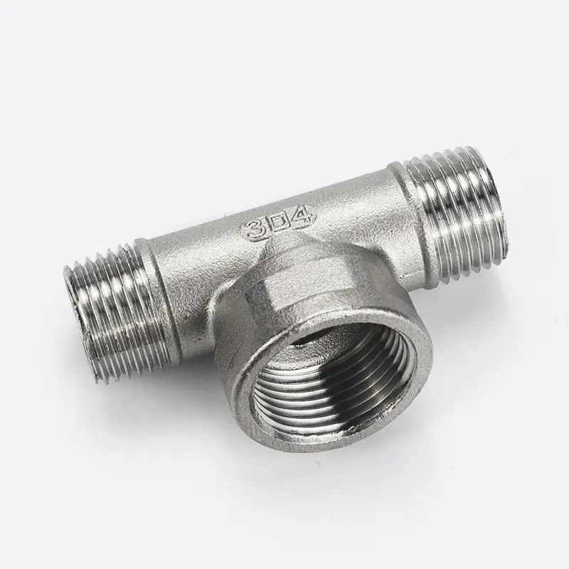 Water Pipe 3 Way 304 Stainless Steel Threaded Reducer Tee Reducer T Male Thread Female Threaded Water Pipe Fitting