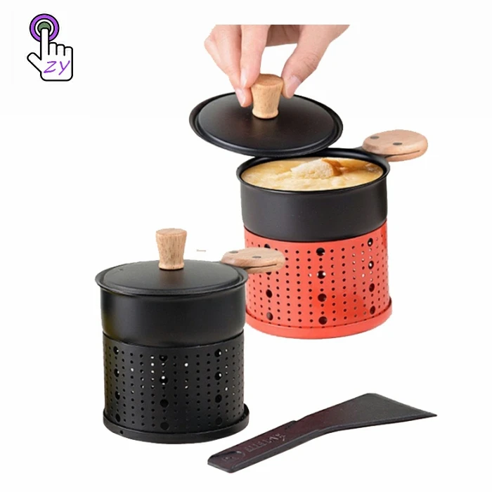 Wholesale Non-Stick portable mini candle cheese melting heater cheese melting pan Featuring Swiss Cheese Oven and Butter