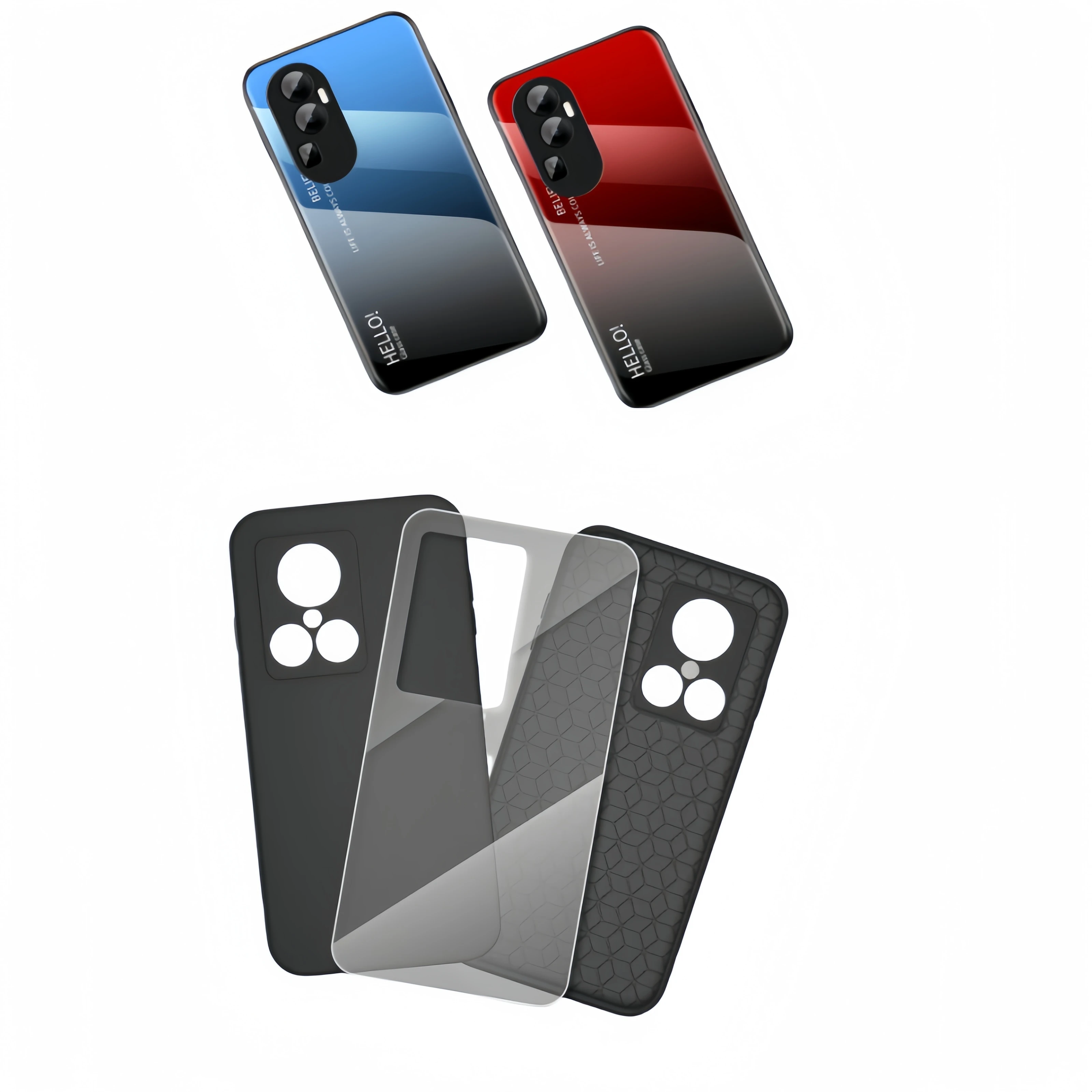 Supplier DIY Customized UV printing TPU + PC + Tempered Glass 2 in 1 Sublimation Blank mobile Phone Case for OnePlus Series