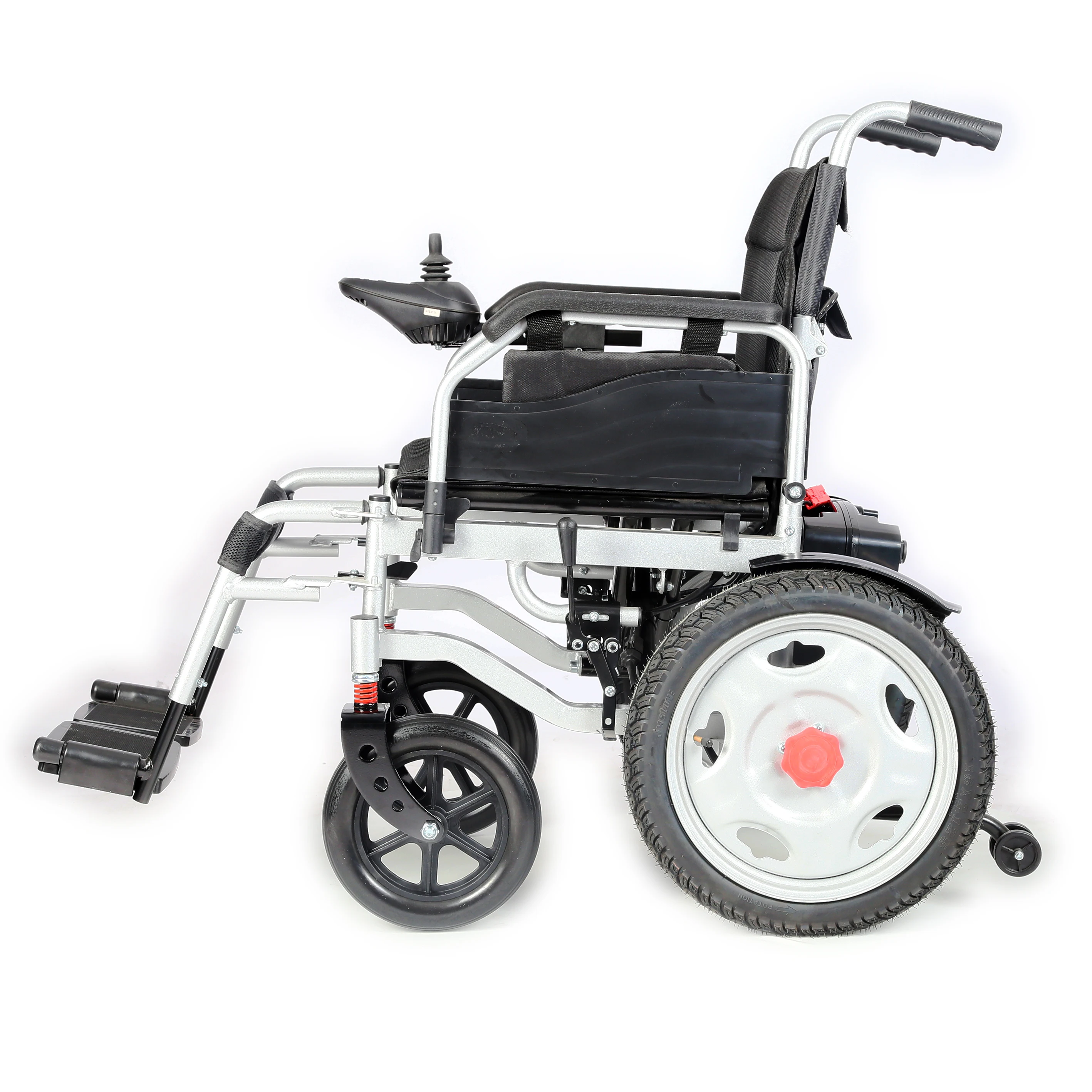 Steel Heavy duty  Basic  Electric Wheelchair with detachable footrest electromagnetic brake