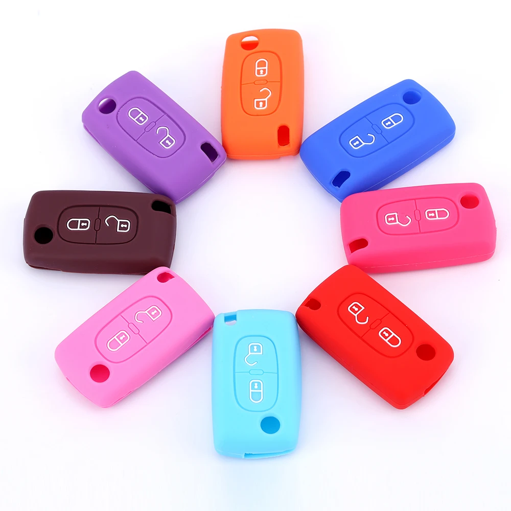 Factory Supply Low Price Protective Silicone Folding 2 Buttons Car Key Cover Case