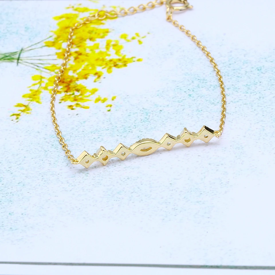 925 Sterling Silver 14K Gold Plated Gemstone Cz Zircon Geometric Rhombus Square Round Australian Opal Bracelet