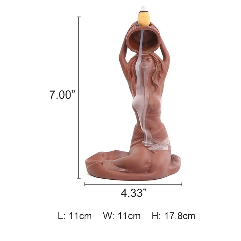 High grade bath woman ceramic backflow incense holder