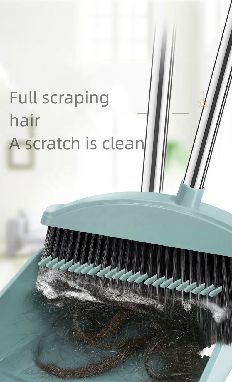 Magnetic Snap Broom Dustpan Set Combination Household Hair Sweeper Plastic Stainless Steel Indoor Clean Plastic Small Dust Pan