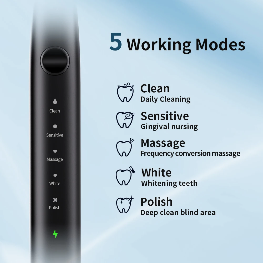 Electric Toothbrush with Smart Pressure Sensor Sonic Vibration Electric Toothbrush for Adult with Customized logo