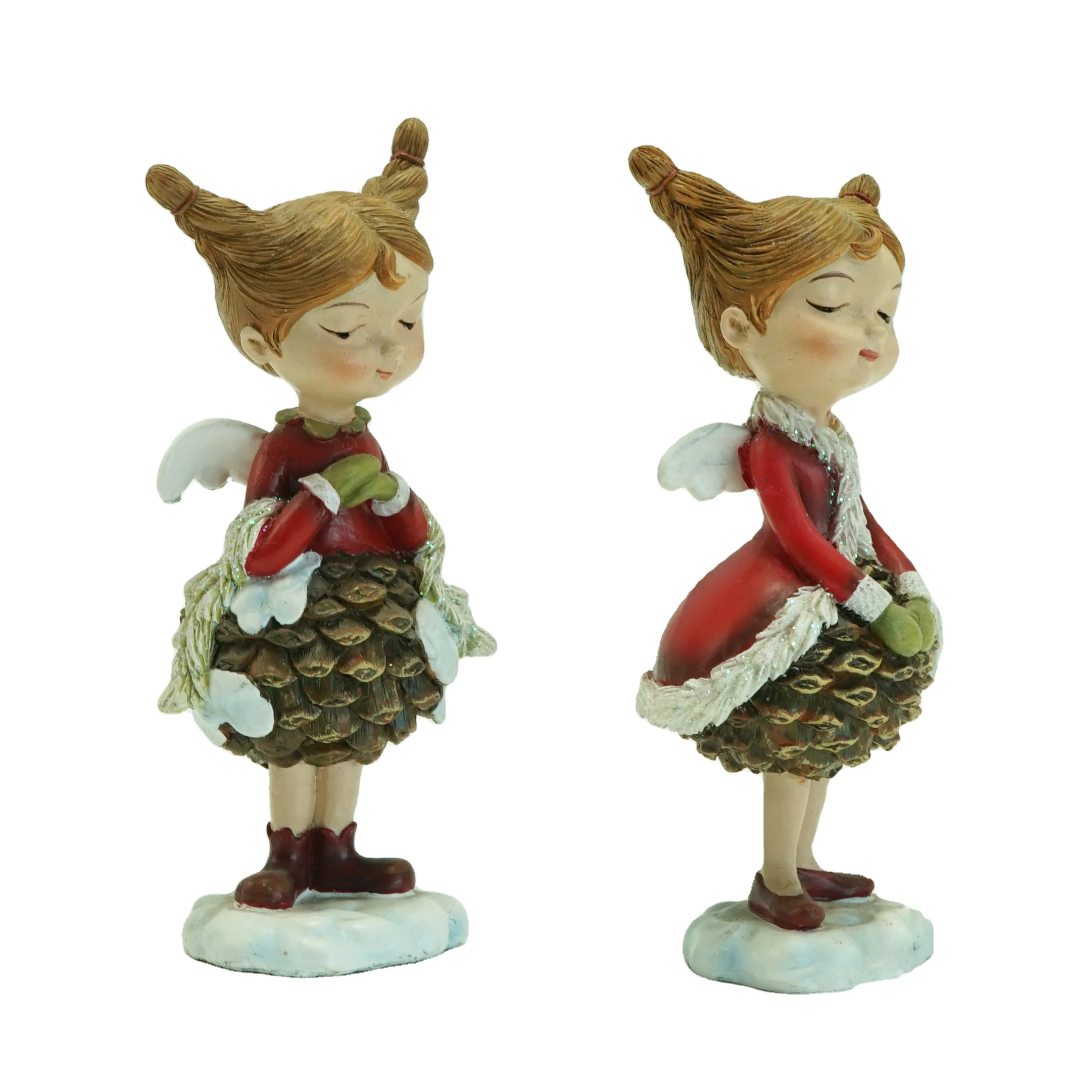 Wholesale Resin Pine Cone Angel Girl Figurine for Home Decoration