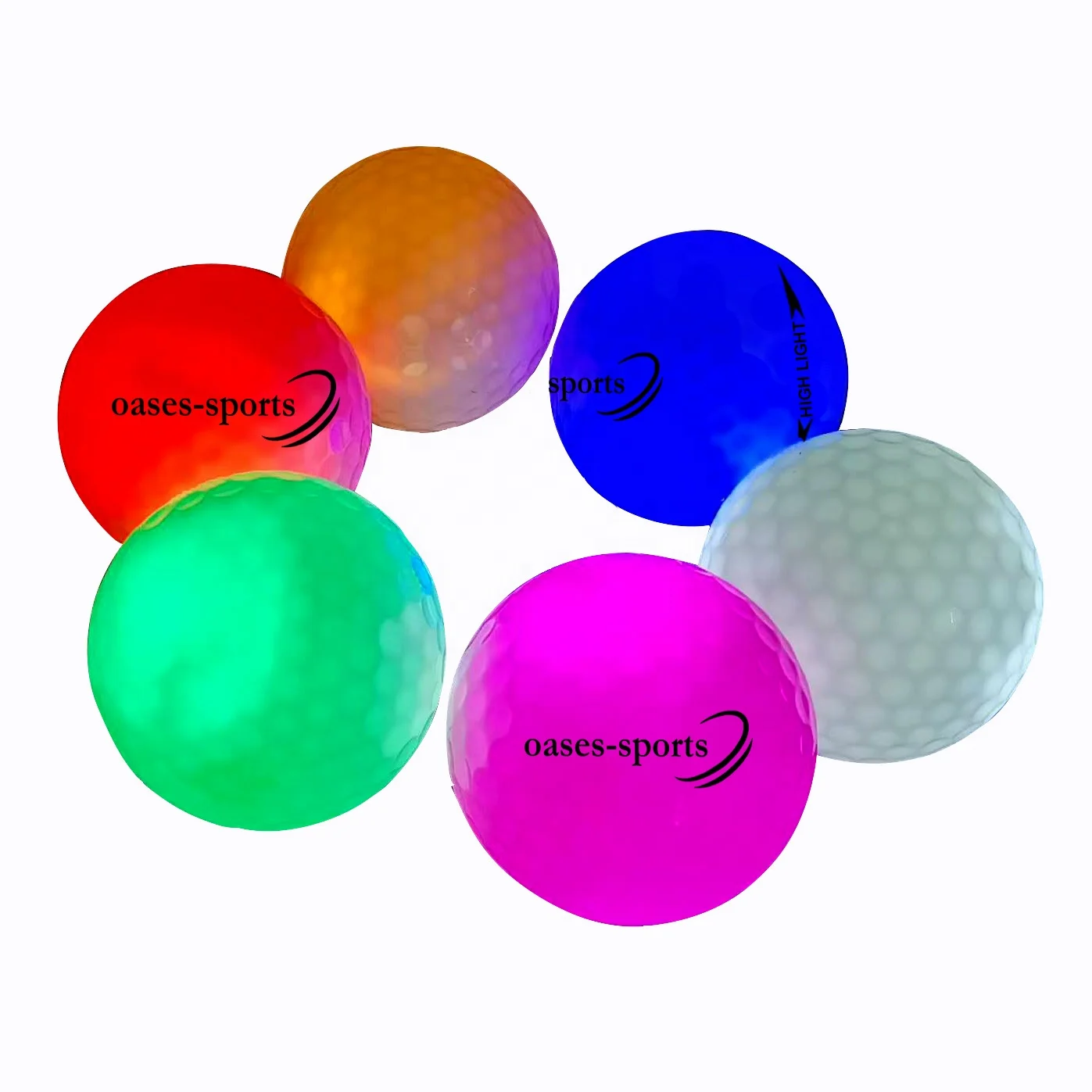 Factory Direct Custom High Bounce Long Distance Night Dark Glow LED Golf Ball