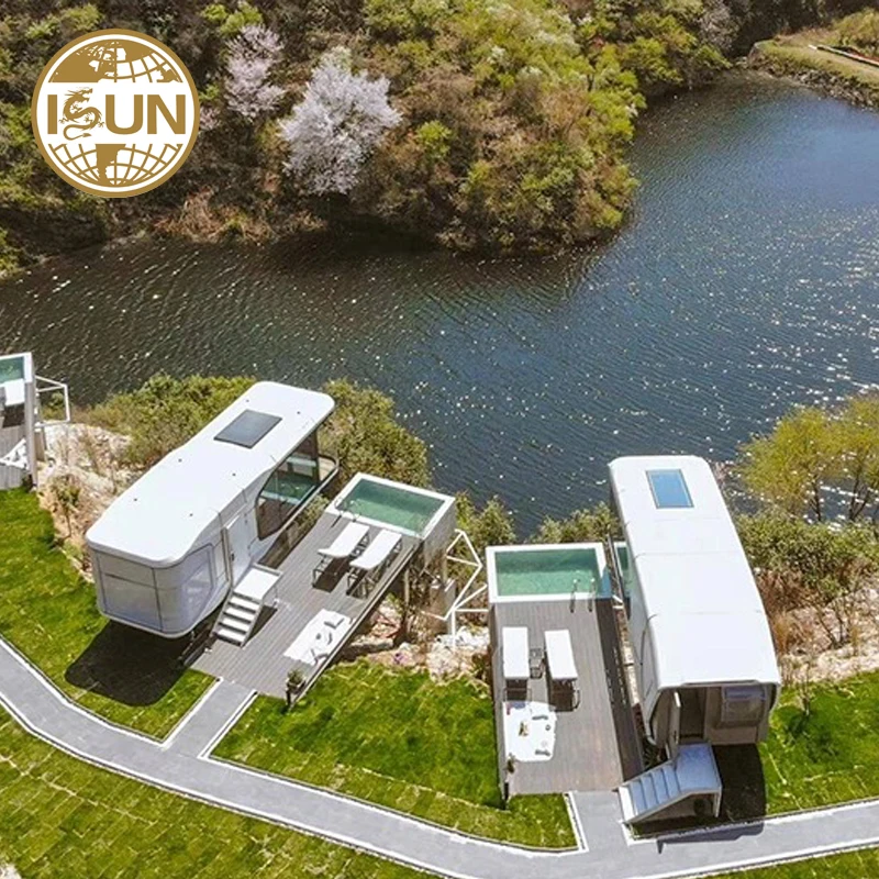 China Manufacturer Full steel structure house Easy install prefab house Luxury space capsule for hotel and homes