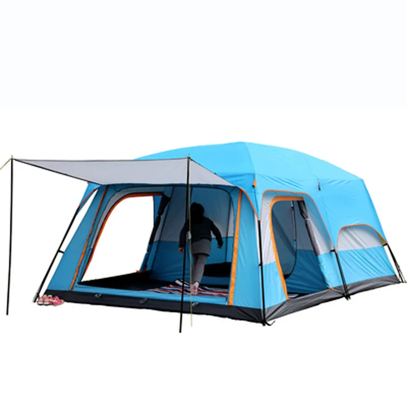 Outdoor Camping Tent For 5-8 People Two Rooms And One Living Room Reinforced Bracket Breathable Rainproof All-Inclusive Tent