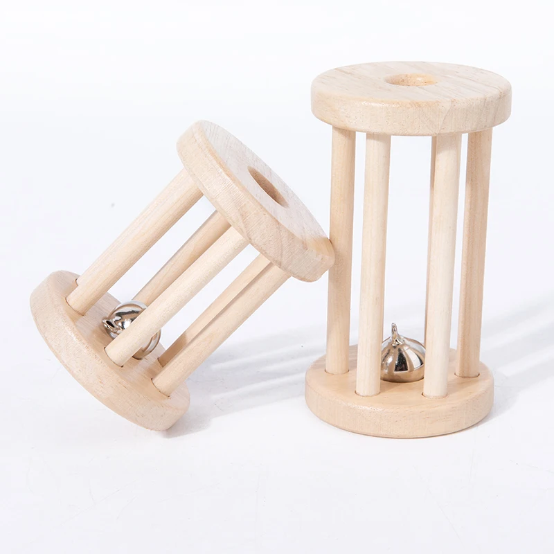 Montessori Style Rolling Rattle Toy Set Natural Wooden Rolling Ball Cylinder 2-4 Years 5-7 Years Baby Teething Appropriate Toy