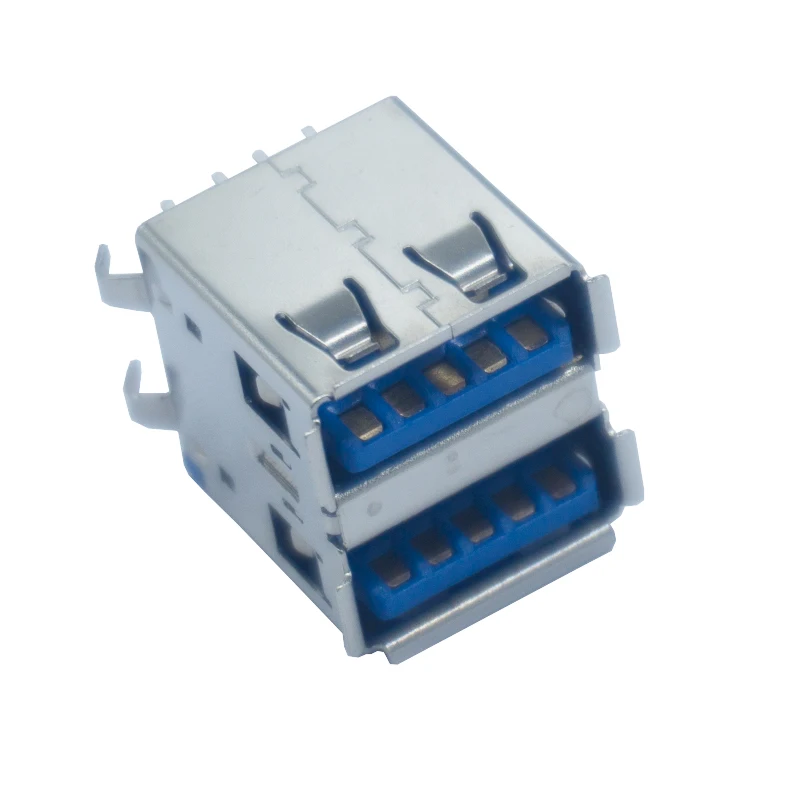 Factory direct sale 18Pin USB connector 3.0 dual  straight DIP type A hemming corner female style socket
