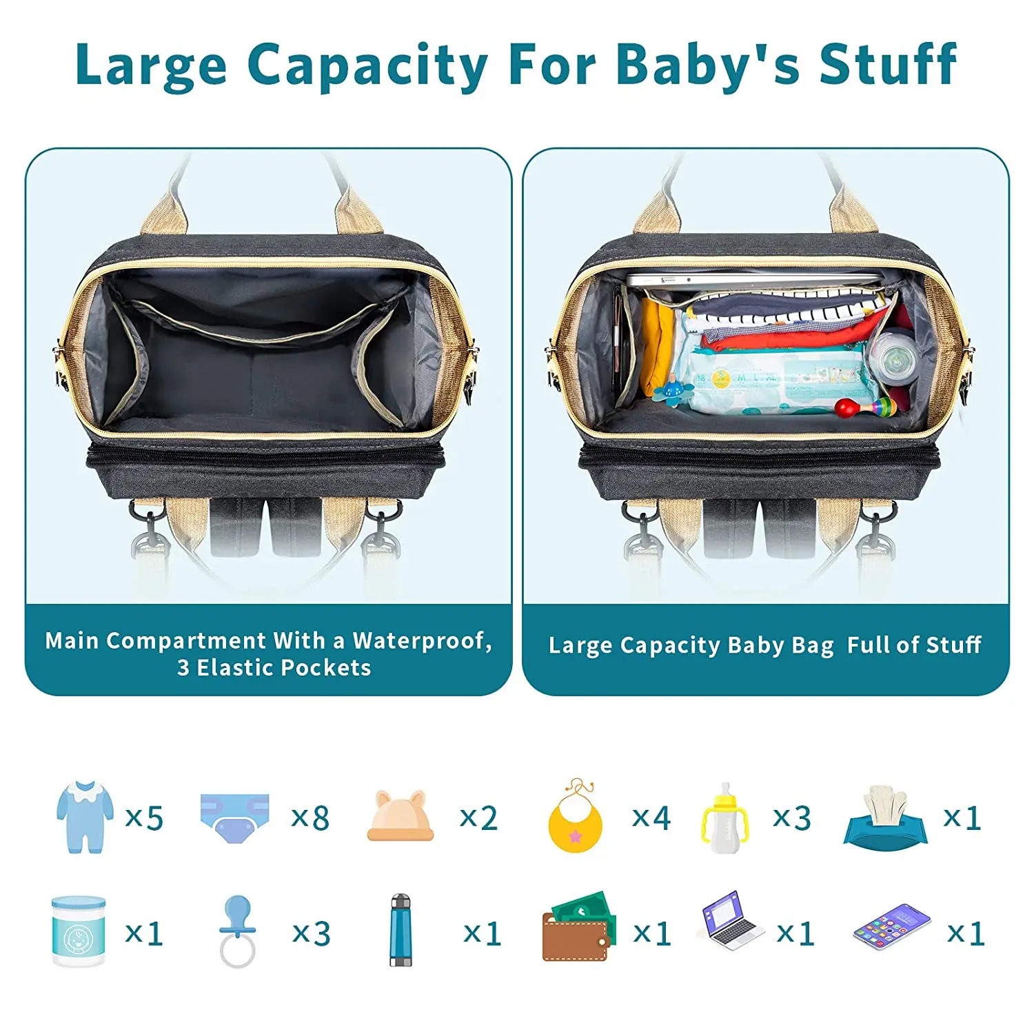 2021 Fashion Multifunction Large Capacity Waterproof Baby Diaper Bag Backpack With Bed