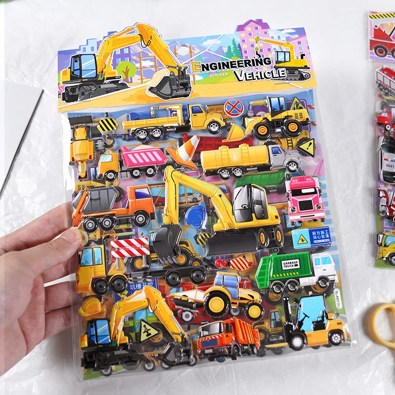Double layer Transport tools AUTO sticker Puffy sticker play set simple silence book sticker collection